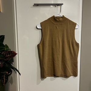 Nude sleeveless mock neck